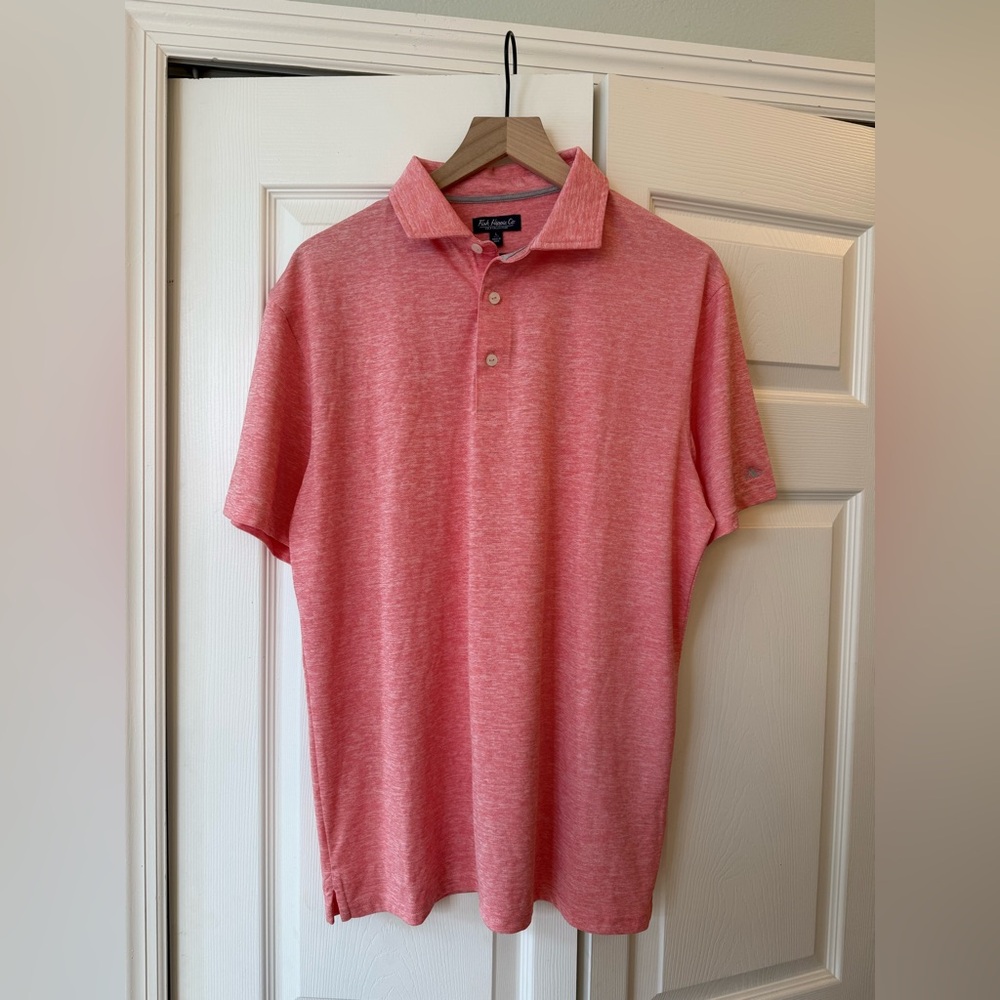 Mens fish hippie pink/red polo
